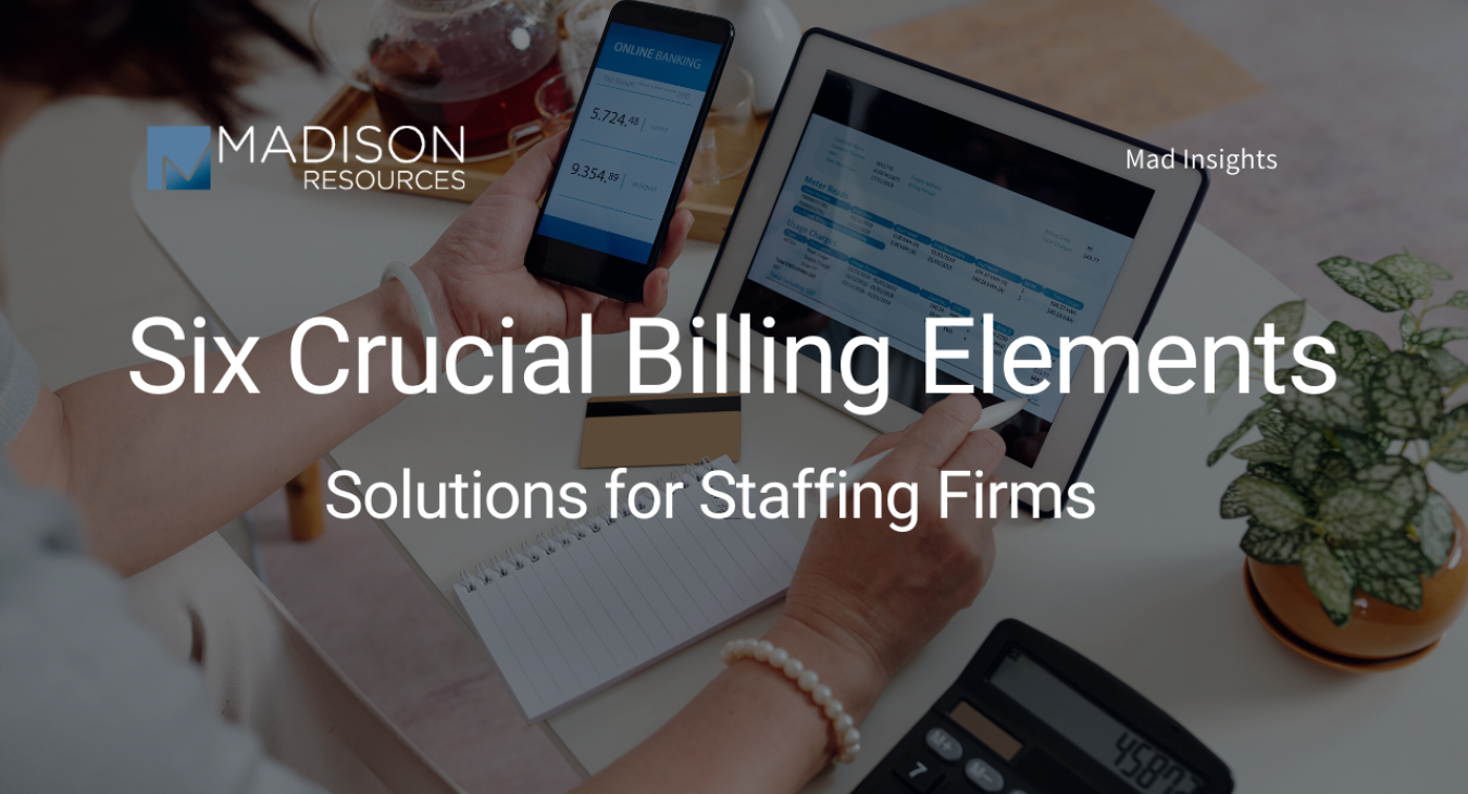 A female staffing firm owner calculating billing and information for her staffing firm. 