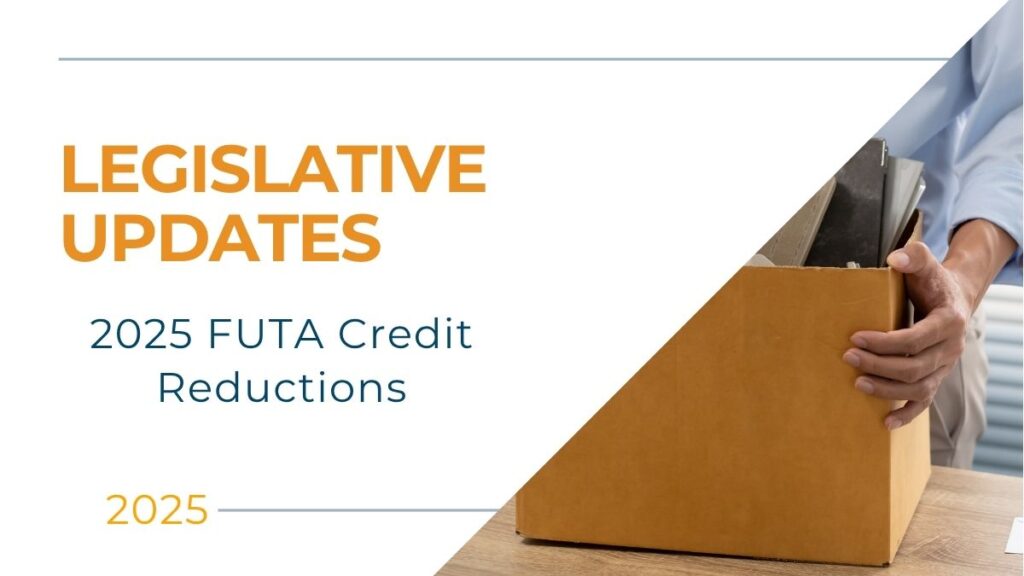 Employee holding a box representing workforce changes and 2025 FUTA credit reductions impacting staffing firms, payroll taxes, and compliance.
