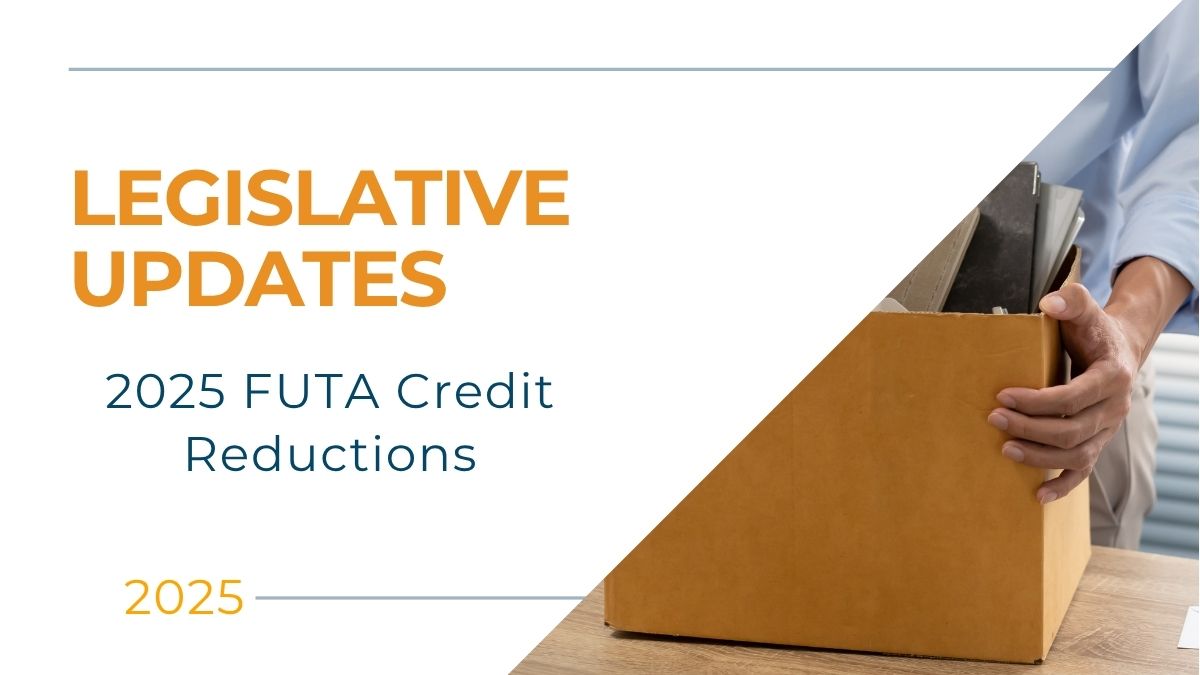 Employee holding a box representing workforce changes and 2025 FUTA credit reductions impacting staffing firms, payroll taxes, and compliance.