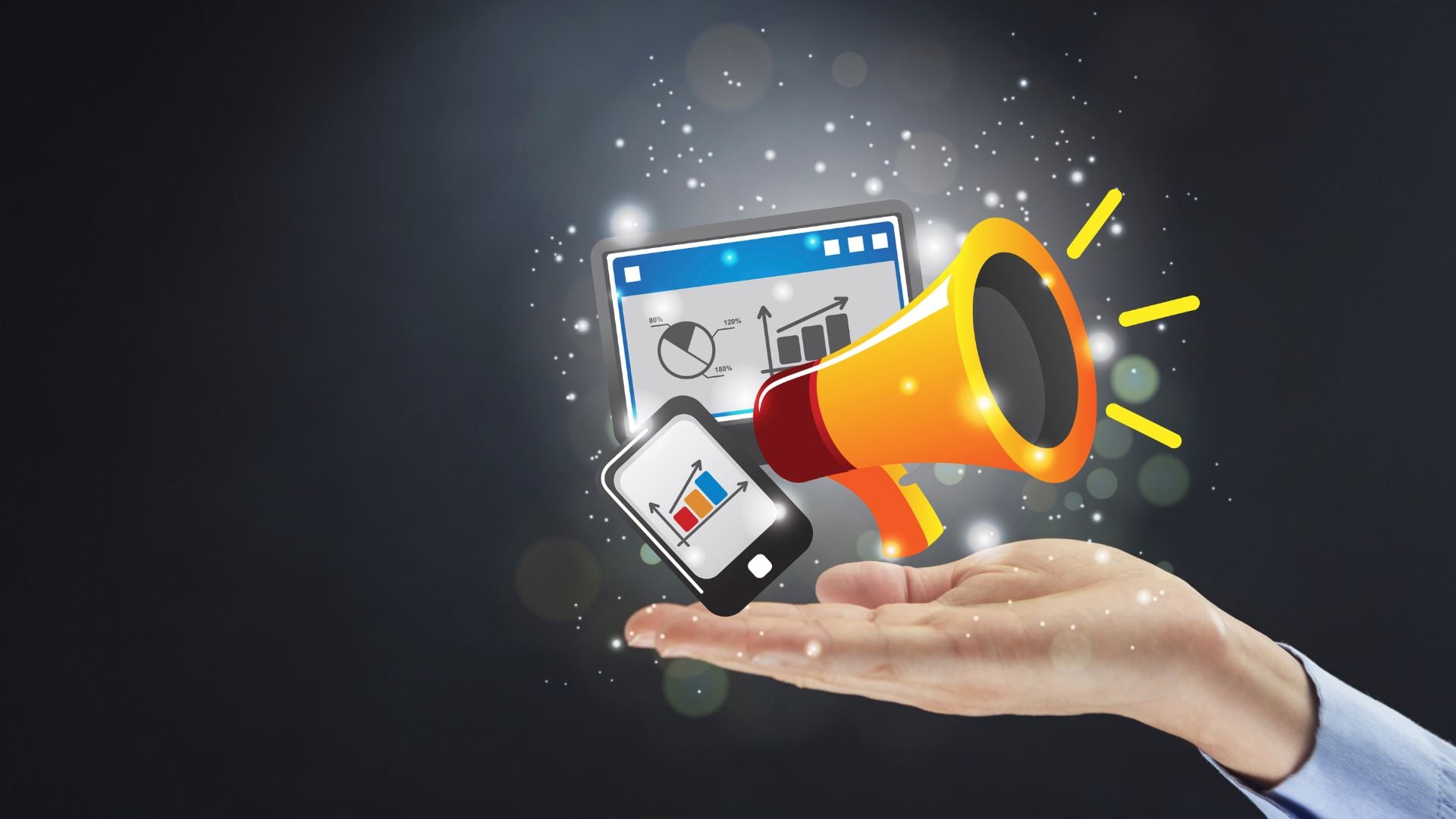 Marketing for staffing firms illustration showing digital advertising, brand visibility, analytics, and business growth strategies for staffing agencies.