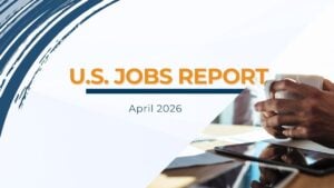 April 2026 jobs report graphic discussing slowing hiring trends, workforce flexibility, and staffing industry insights from Madison Resources.